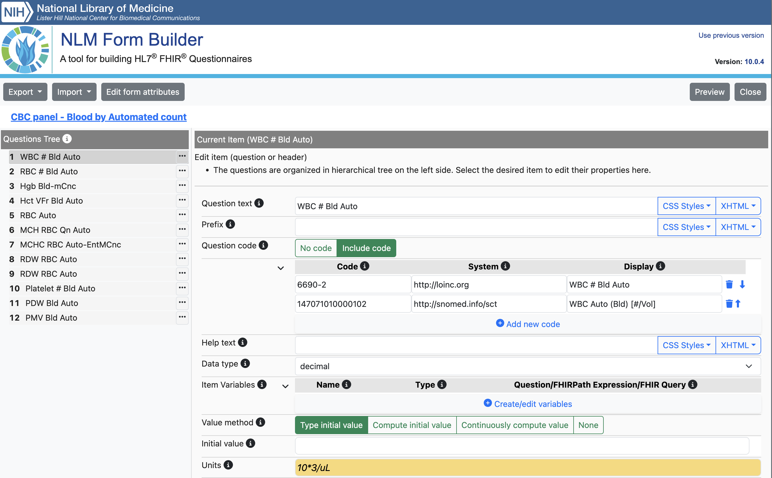 NLM Form Builder